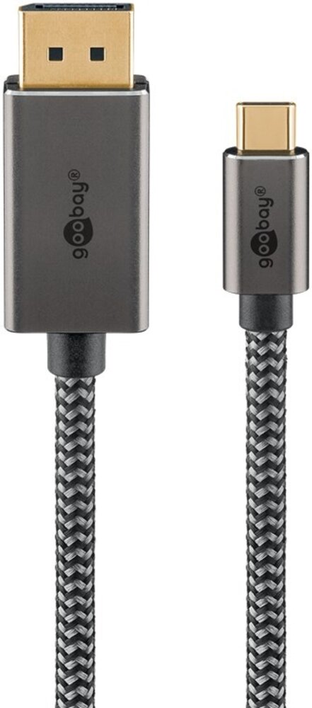 USB-C naar DisplayPort-kabel, 3 m, zwart; zilver