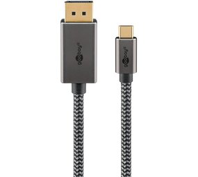 USB-C naar DisplayPort-kabel, 3 m, zwart; zilver