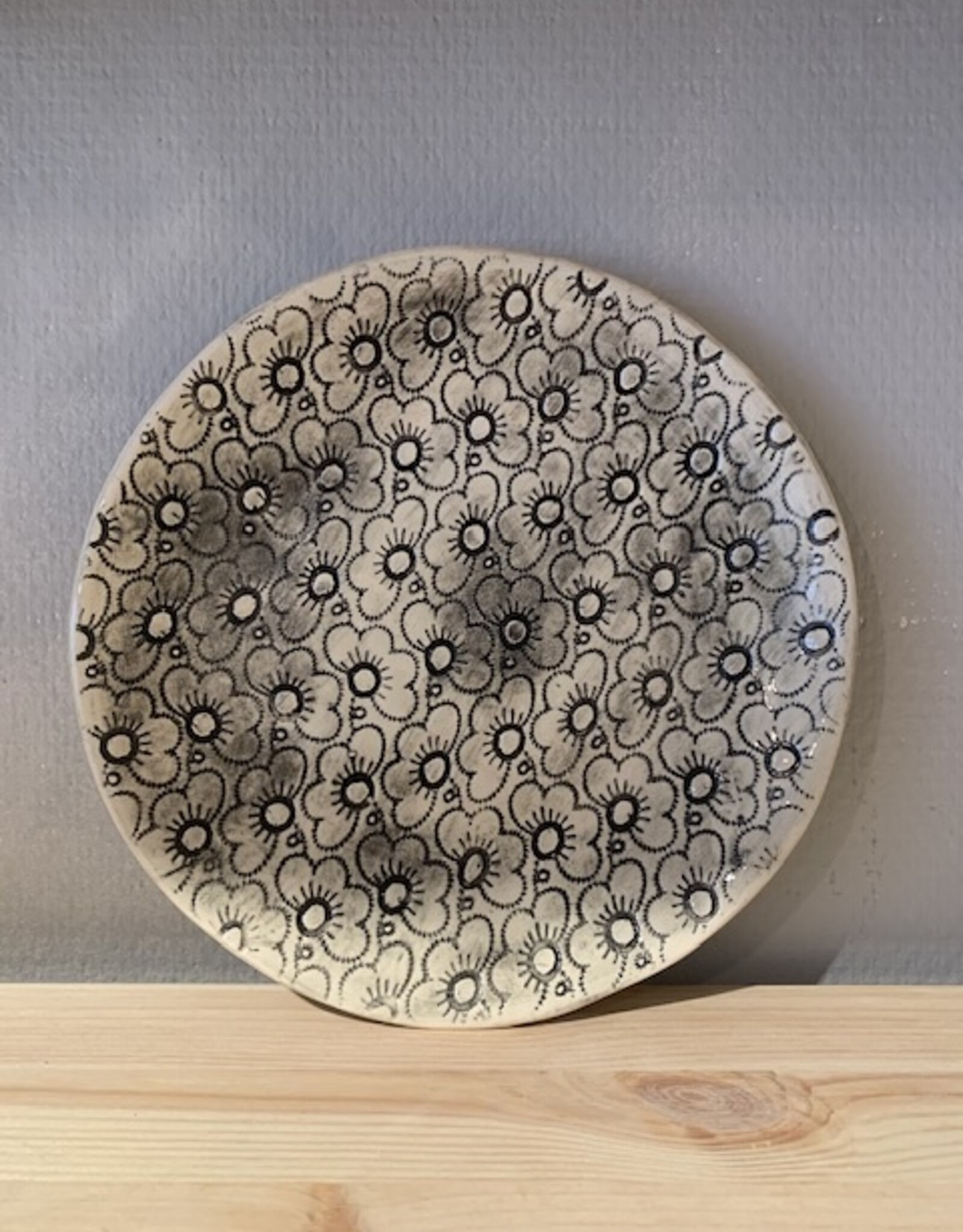 Wonki Ware Side plate 22,5cm - zwart/grijs pattern1-Wonki Ware