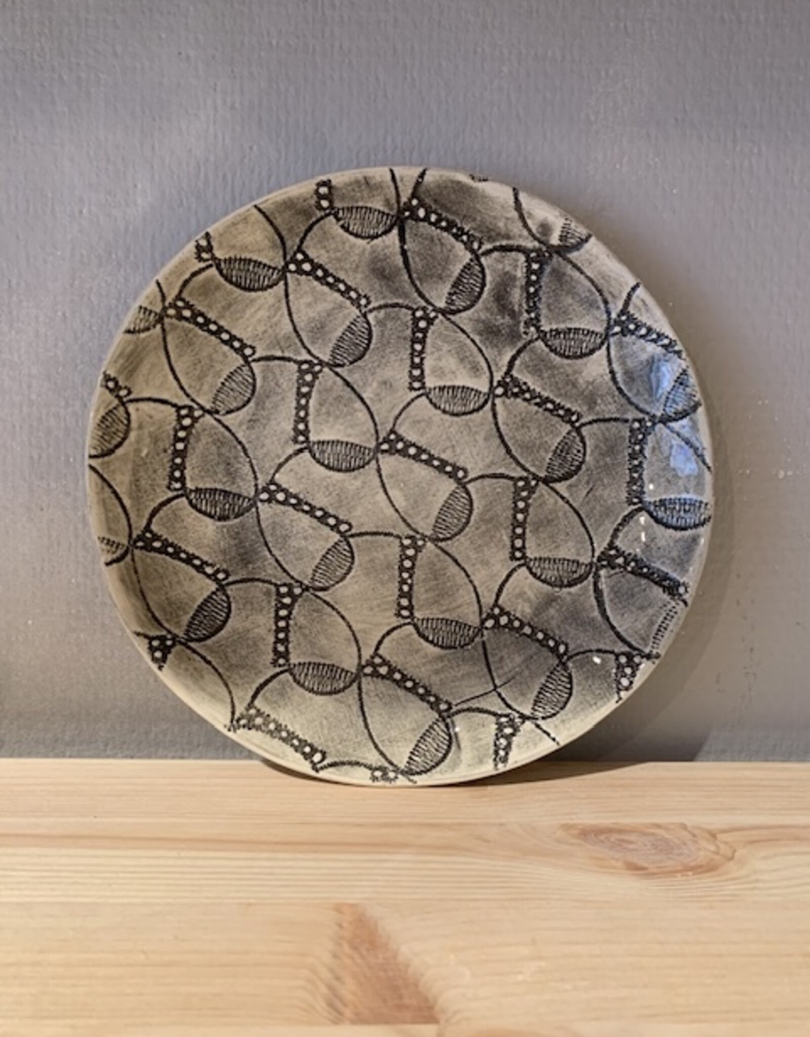 Wonki Ware Side plate 22,5cm - zwart/grijs pattern3-Wonki Ware