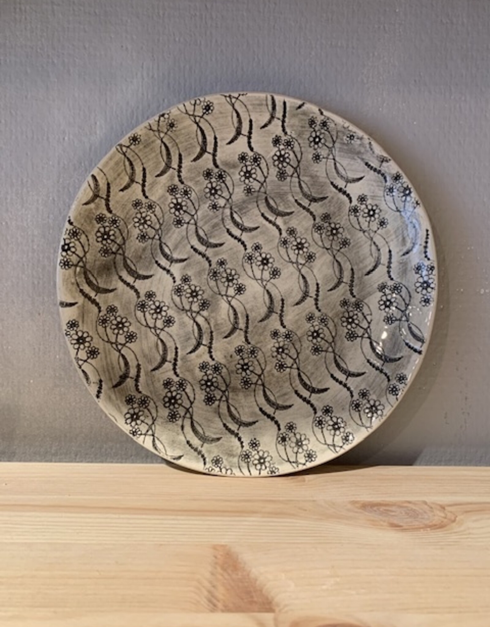 Wonki Ware Side plate 22,5cm - zwart/grijs pattern4-Wonki Ware