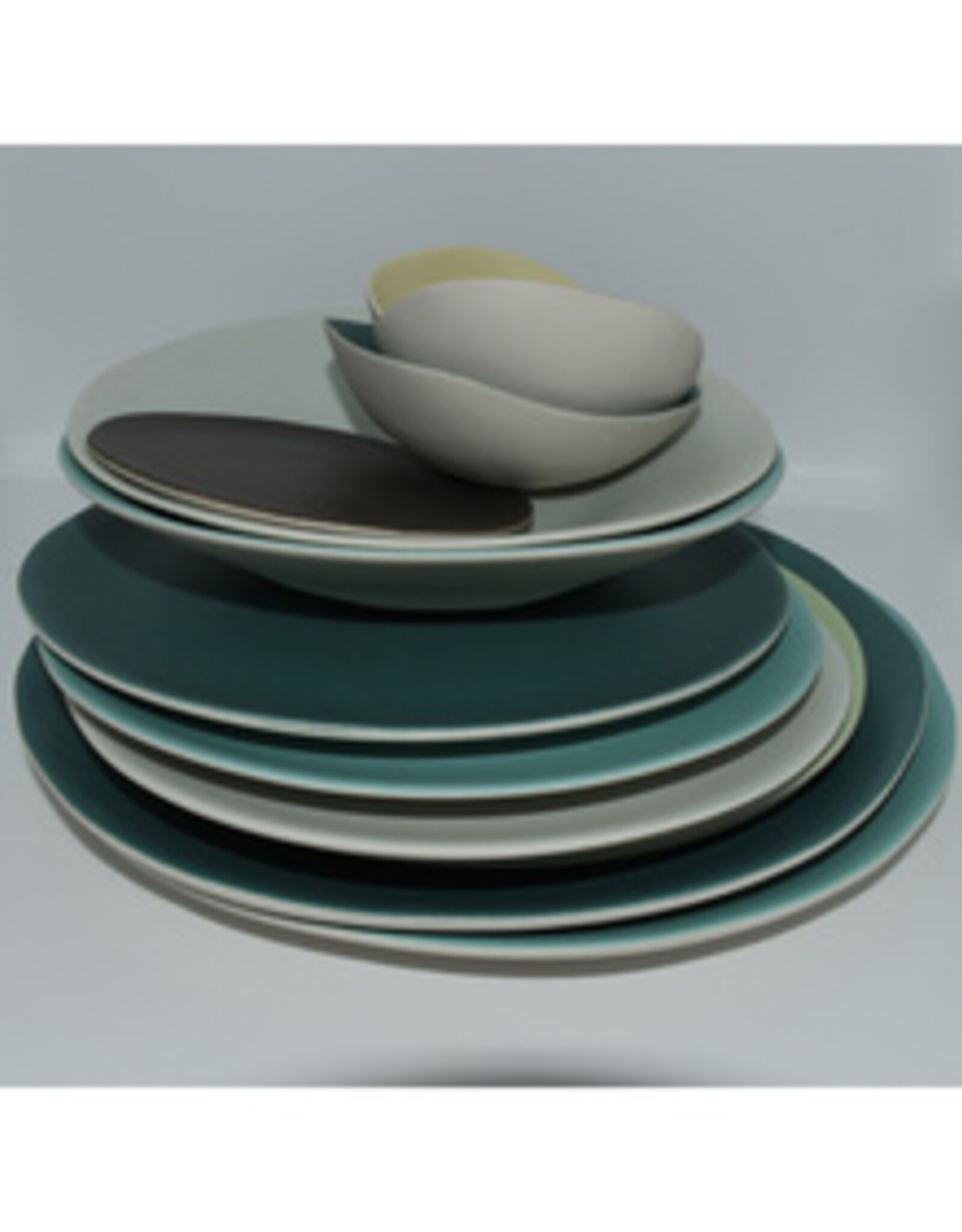 Jars Céramistes Deep plate Jardin de Maguelone - gray blue