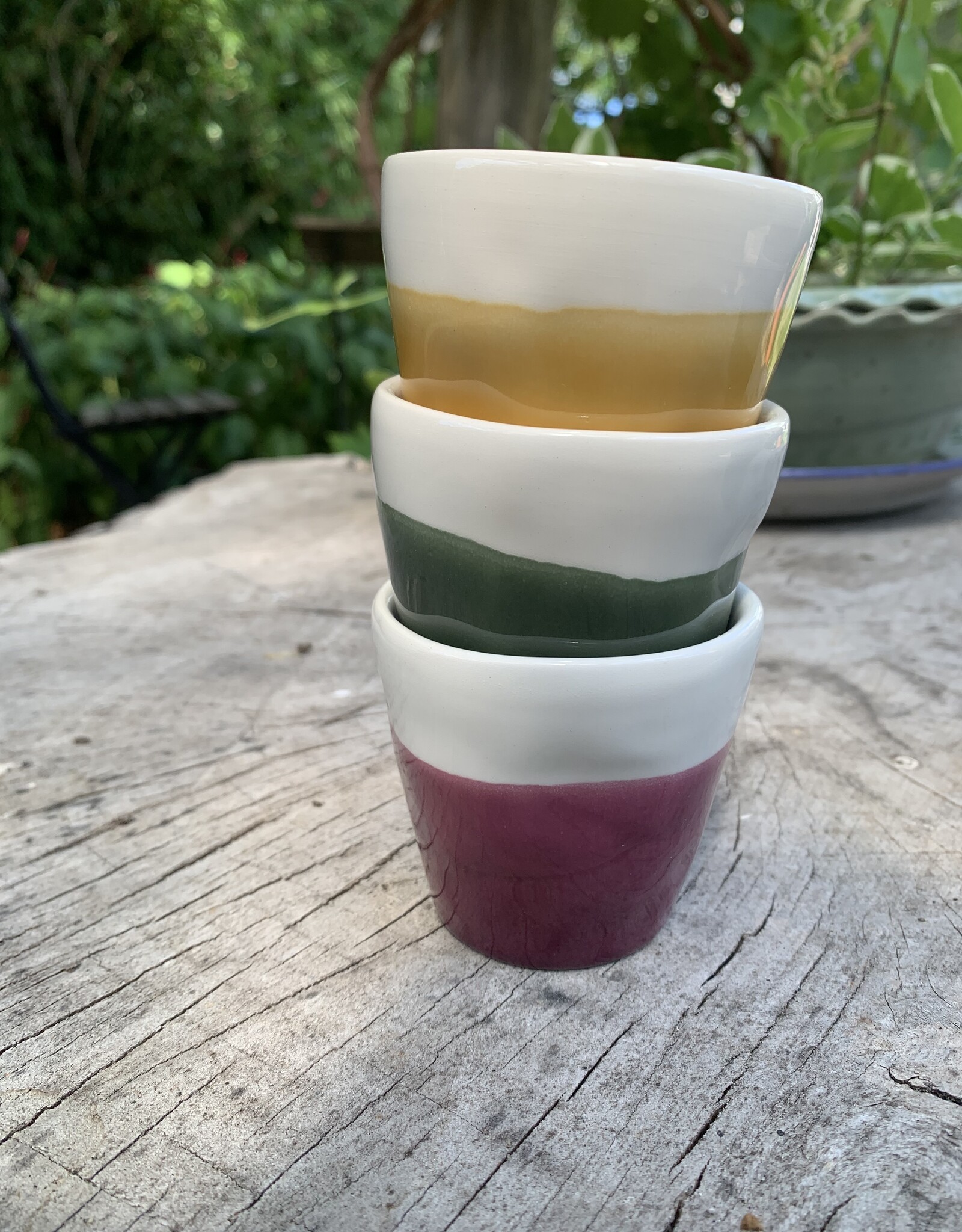Duro Bekertje Color - aubergine & okergeel