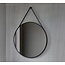 Runder Spiegel 80 cm mit trendigem Riemen und schwarzem Rahmen