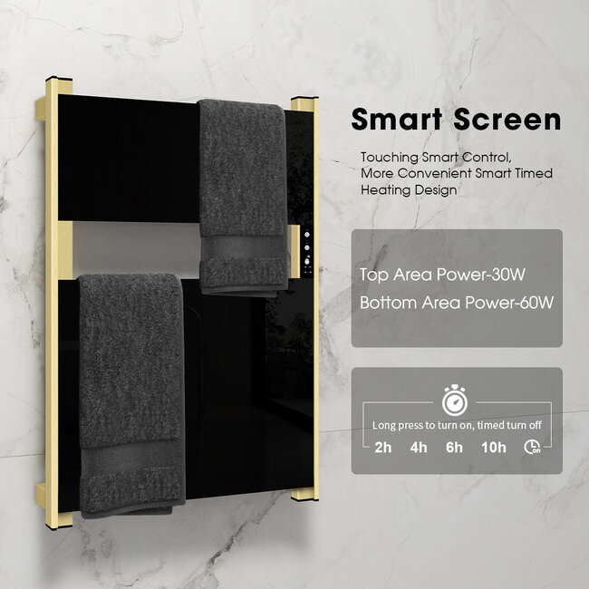 Elektrischer Handtuchheizkörper Maverick 90Watt schwarz-gold