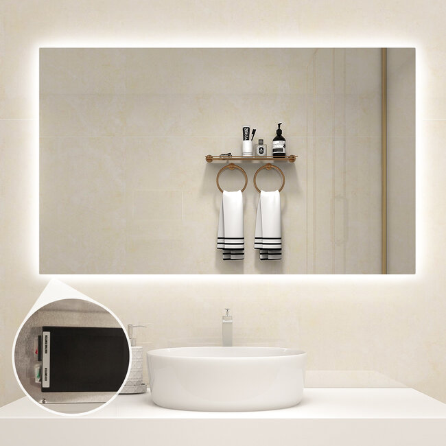 Spiegel mit LED-Beleuchtung Infrarot-Heizung 60x100 580 Watt