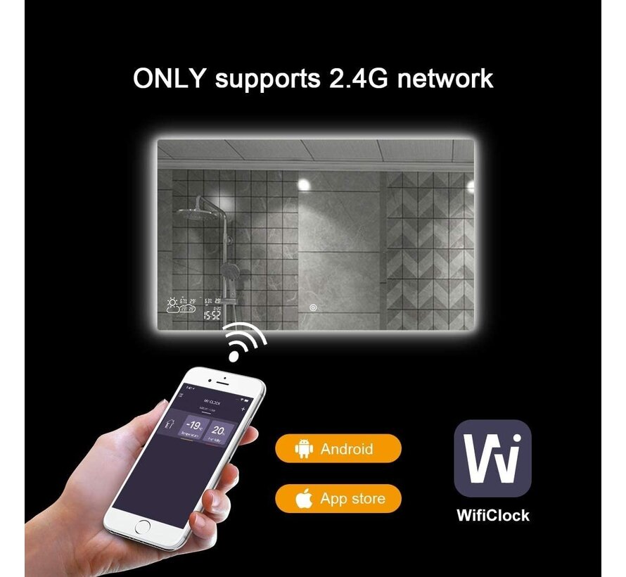 Smart Spiegel Infrarotheizung mit LED-Beleuchtung 60X80 250Watt