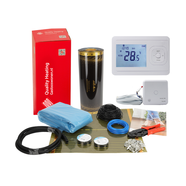 50cm - 140Watt m² Infrarot-Fußbodenheizungsset inklusive Wifi V3 Thermostat und Empfänger