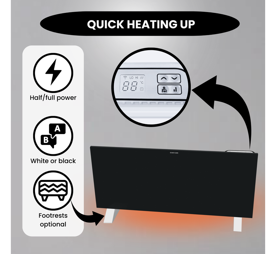 Eco slim Wifi Konvektor schwarz - Quality Heating