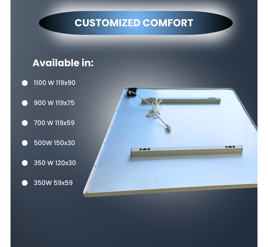 Infrarot-Panel der QH-FR-Serie 119 x 89 cm 1100W