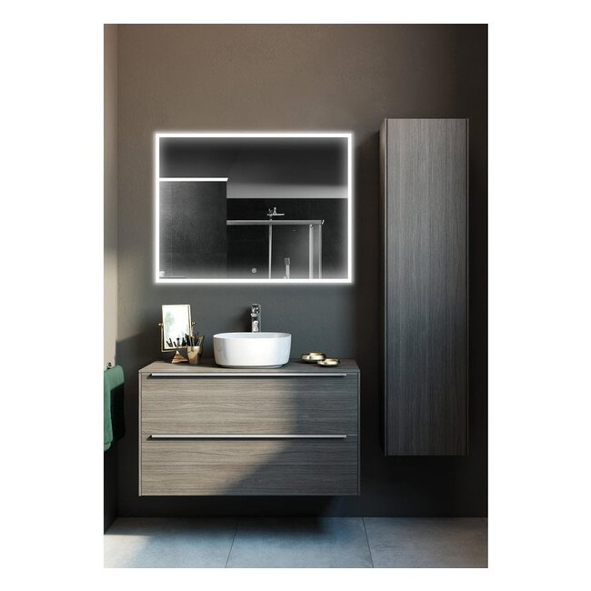 Spiegel mit schwarzem Rahmen, LED, Anti-Beschlag 60 x 120 cm