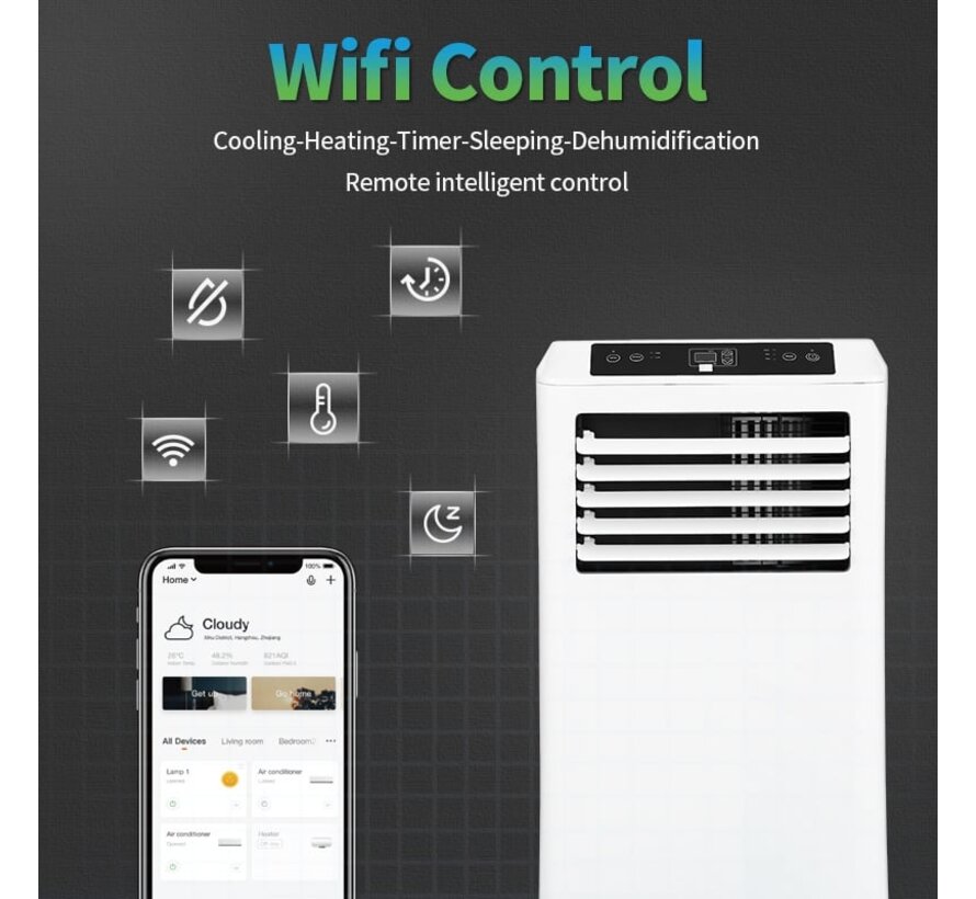 Zweite Chance Mobiles Klimagerät Wifi entfeuchten und lüften mit Fensterdichtung und Luftreiniger 9000btu - 50064