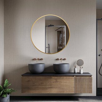 Bella Mirror Spiegel rund 80 cm mit goldenem Rahmen