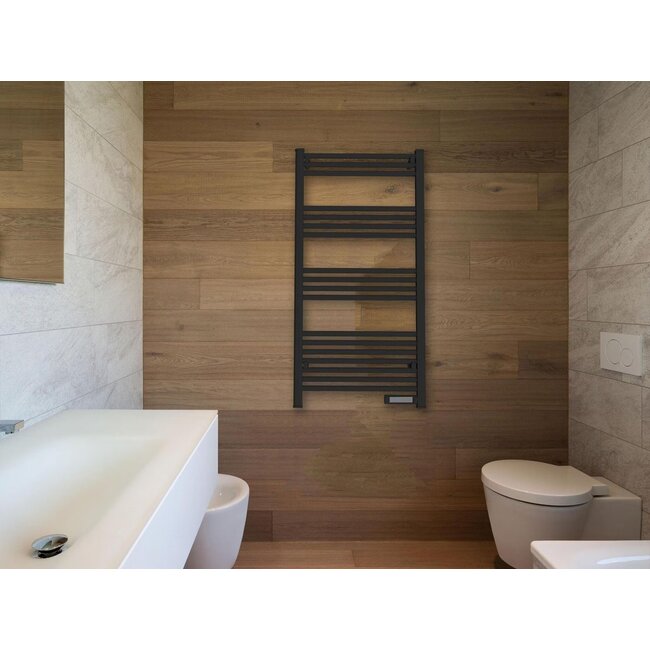 Intelligenter elektrischer Handtuchheizkörper mit Thermostat schwarz QH-09G