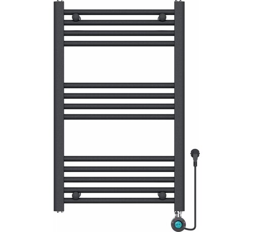 Quality Heating Handtuchheizkörper Elektrisch mit Digitalthermostat - Heizkörper Bad - 800 × 500 mm - Mattschwarz - 300 Watt
