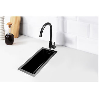 Nurion Nurion Spüle Black Metal 16,5 x 38,5 – Küchenspüle - Küchenspülen – Waschbecken Küche - ohne Armaturenloch Edelstahl