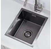 Nurion Nurion Spüle Schwarz Metall 40 x 40 - Spüle Küche - Spülen Küche - Spüle Küche - ohne Hahnloch Edelstahl