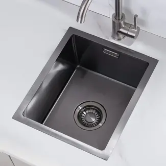 Nurion Nurion Spülbecken Black Metal 34,5 x 34,5 – Küchenspüle - Küchenspülen – Spülbecken Küche - ohne Armaturenloch Edelstahl