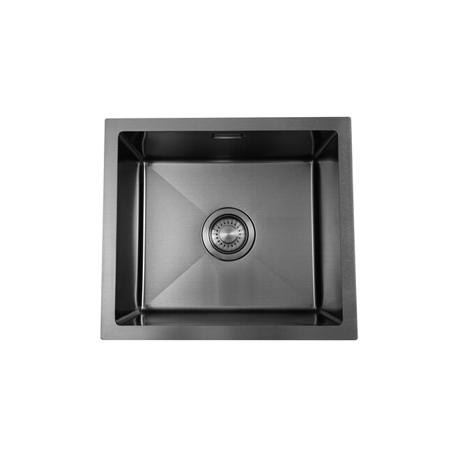 Nurion Spülbecken Black Metal 34,5 x 34,5 – Küchenspüle - Küchenspülen – Spülbecken Küche - ohne Armaturenloch Edelstahl