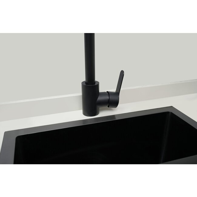Nurion Spülbecken Black Metal 34,5 x 34,5 – Küchenspüle - Küchenspülen – Spülbecken Küche - ohne Armaturenloch Edelstahl