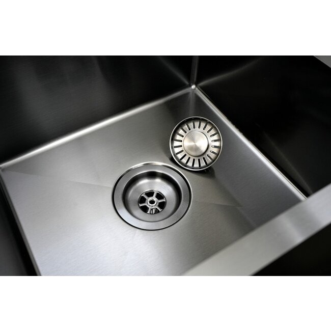 Nurion Spülbecken Black Metal 34,5 x 34,5 – Küchenspüle - Küchenspülen – Spülbecken Küche - ohne Armaturenloch Edelstahl
