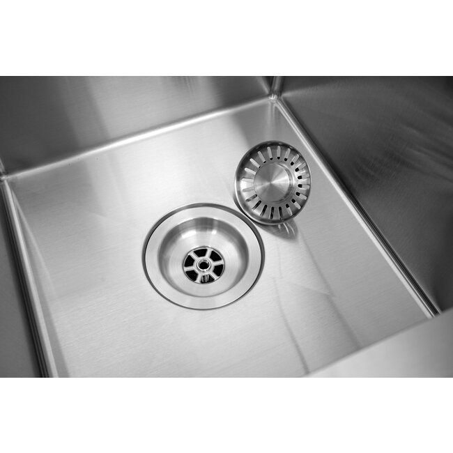 Nurion Spülbecken Edelstahl 44,5 x 34,5 – Spüle Küche - Spülbecken Küche – Waschbecken Küche - ohne Hahnloch