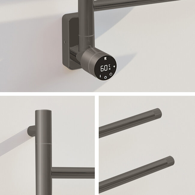 Elektrischer Handtuchheizkörper in Metalloptik mit Thermostat