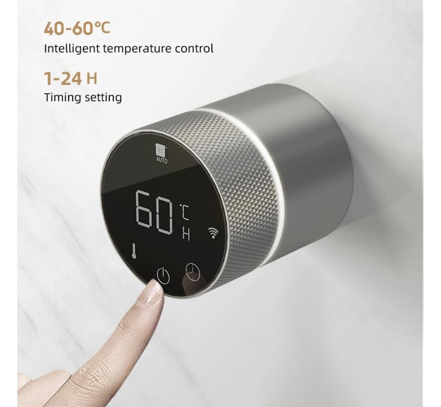 Elektrischer Handtuchheizkörper in Metalloptik mit Thermostat