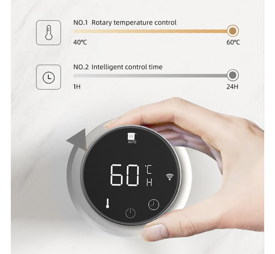 Elektrischer Handtuchheizkörper in Metalloptik mit Thermostat