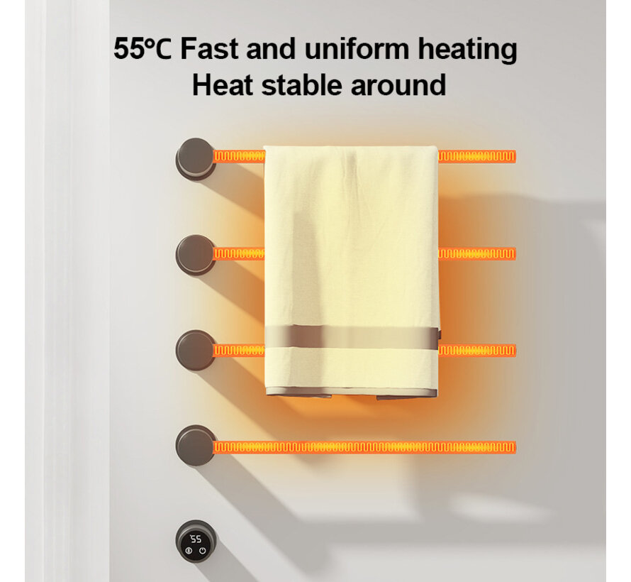 Elektrischer Handtuchheizkörper in Metalloptik mit Thermostat