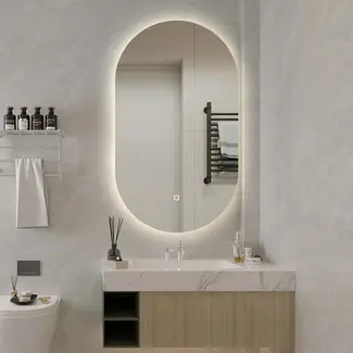 Spiegel mit LED oval 50 x 100 cm