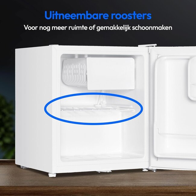 Nurion Mini-Kühlschrank – 40 l – Kleiner Kühlschrank – Freistehend – Kompakt – Weiß