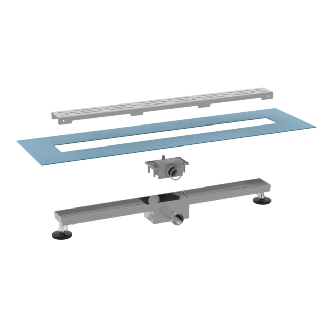 NovaDrain Duschrinne komplett mit Flansch und geschlossenem Gitterrost