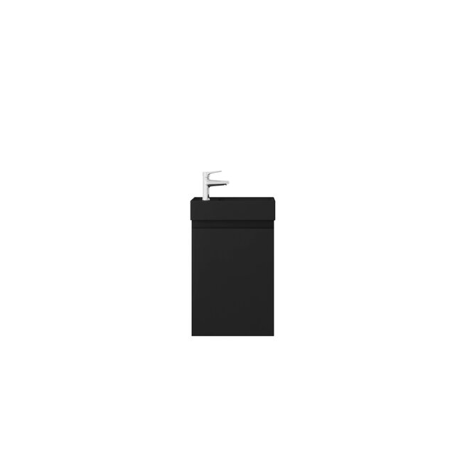 Nurion Toilettenmöbel Milan - mattes schwarzes Waschbecken und schwarzer Holzschrank - 41 x 22,5 x 65 cm