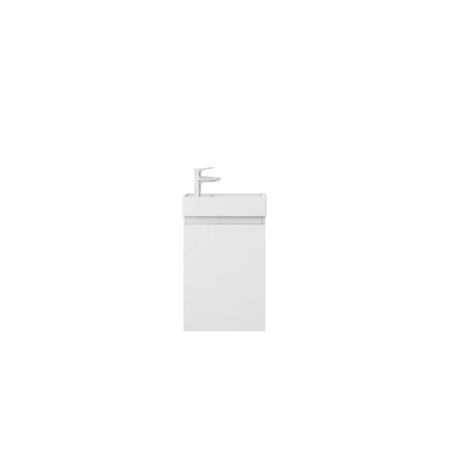 Nurion Waschbeckenmöbel Lotte - glänzend weißes Waschbecken und weißer Holzschrank - 41 x 22,5 x 65 cm