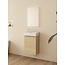 Nurion Waschtischunterschrank Mees – glänzend weißes Waschbecken und heller Holzschrank – 41 x 22,5 x 65 cm