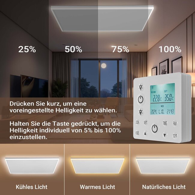 QH-HL Serie infraroodpaneel met LED verlichting 63 x 108 cm - 700Watt