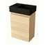Nurion Toilettenmöbel Nora - matt schwarzes Waschbecken und Schrank in hellem Holz - 41 x 22,5 x 65 cm