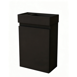 Nurion Nurion Toilettenmöbel Milan - mattes schwarzes Waschbecken und schwarzer Holzschrank - 41 x 22,5 x 65 cm