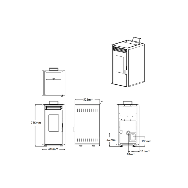Pelletkamin - 6kW - für 40-60 m² - 5 Stufen - Timer - CR10-2