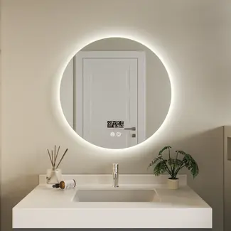 Quality Heating Smart runder Spiegel 60 cm rahmenlos mit LED-Beleuchtung, Anti-Beschlag und WLAN