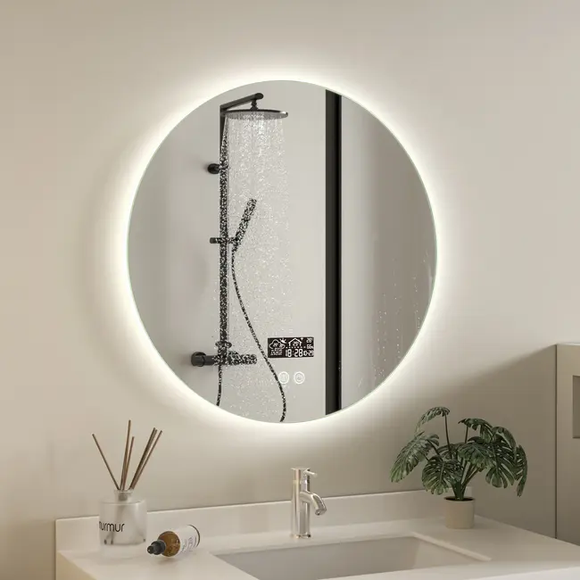 Smart runder Spiegel 60 cm rahmenlos mit LED-Beleuchtung, Anti-Beschlag und WLAN