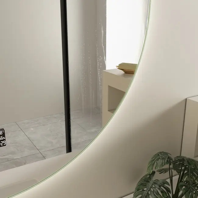 Smart runder Spiegel 60 cm rahmenlos mit LED-Beleuchtung, Anti-Beschlag und WLAN