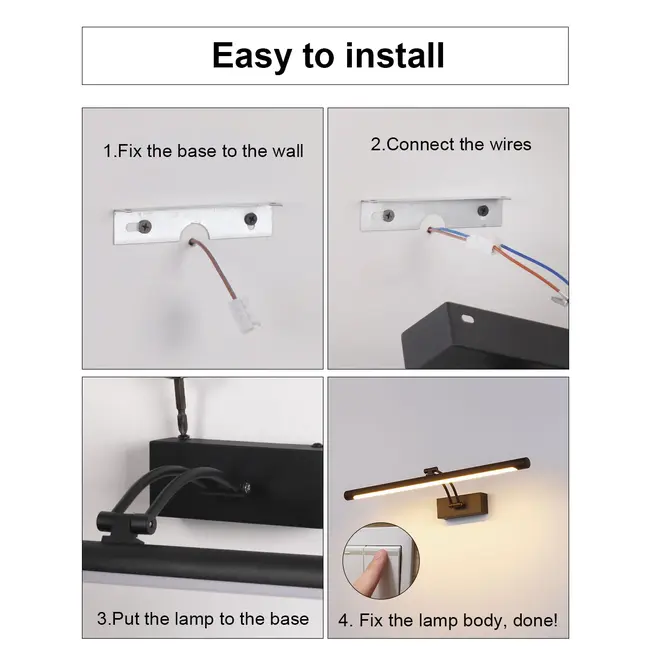 Spiegellampe LED-Beleuchtung schwarz einstellbar