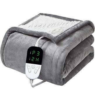 Quality Heating Elektrische Überwurfdecke - Wärmedecke - 1 Person - 180x150 cm - Fleece - Grau
