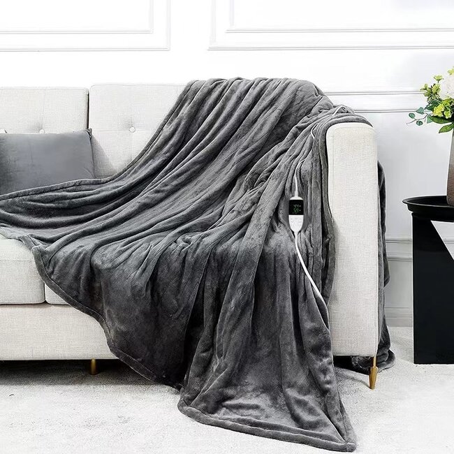 Elektrische Überwurfdecke - Wärmedecke - 1 Person - 180x150 cm - Fleece - Grau