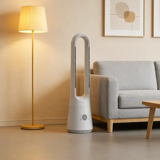 Design-Standventilator mit Fernbedienung, Timer und Aromafunktion