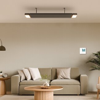 Zweite Chance - Infrarotstrahler LED GlowBeam WiFi mit Fernbedienung - 1800 Watt mit 40 Watt LED