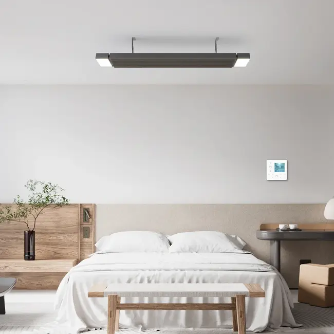 Zweite Chance - Infrarotstrahler LED GlowBeam WiFi mit Fernbedienung - 1800 Watt mit 40 Watt LED