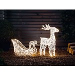 AG Store Kerstverlichting buiten en binnen - Rendier met Slee - 3D verlichte kerstfiguren - energiezuinig - 462 LED lichten - kerst -spatwaterdicht - timer - wit warmlicht - Slangverlichting